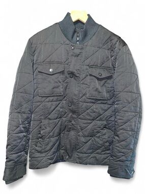 21men Quilted Black Lightweight Shirt Jacket